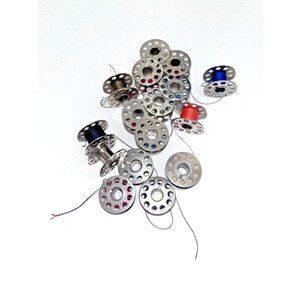 16 Vintage 10 Hole Stainless Steel Metal Sewing Machine Thread Bobbins